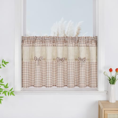Yujiao Mao Rideau Cuisine - Rideau 45Hx90L, Brise bise occultant,Décoration de Fenêtre Intérieurs pour Salon Placard Fenetre Chambre