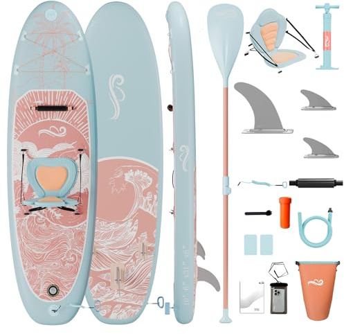 JUMMICO Paddle Gonflable Adulte 320 x 80 x 15 cm - Charge Max 200 kg - pour Tous Les Niveaux - Design Unique et Ultra Stable - Gonflage Rapide - avec Pagaie, Ailerons, Pompe, etc.