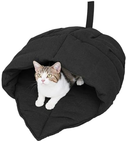 alloneslife Cama para gatos con diseño de nido de hojas suaves, lavable a máquina, cama cálida para gatitos y gatos adultos, lugar de descanso interior, calidez de invierno, decoración del hogar, cama