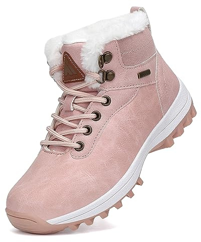 Mishansha barn vinterskor varma fodrade vinterstövlar Outdoor halkfria vandringsskor Gr.24–36, - Underbar rosa - 36 EU