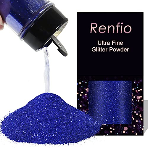 Renfio Ultra Fine Glitter Powder Metallic Resin Glitter 1.75 Oz (50g) Flakes Crafts Sequins Epoxy Chips Flakes for Tumblers Slime Painting Arts Nail Holiday Decoration - Deep Ocean