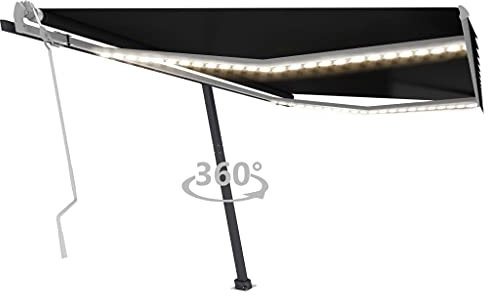 INLIFE Store à bras articulé rétractable avec LED 450 x 300 cm Anthracite 9764-9764