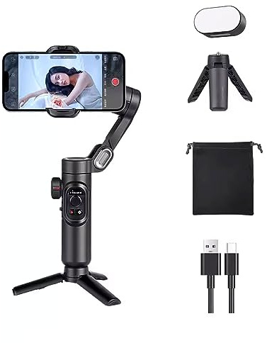 Gimbal per telefono, tracciamento verticale, manopola zoom multifunzione, stabilizzatore cardanico a 3 assi per smartphone con luce di riempimento, stabilizzatore per telefono per registrazione video