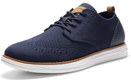 Bruno Marc Chaussures de Ville Homme à l'Empeigne en Tricot Respirant Oxford Durable et Confortable pour Hommes SBOX2406M,Size 47,Marine,SBOX2406M