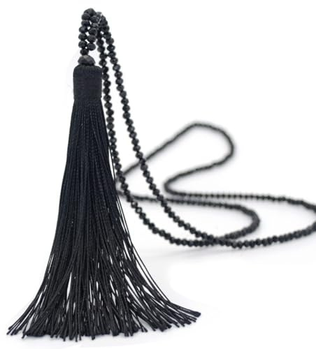 Whakano Bohemiskt pärlhalsband, långa vintage halsband för kvinnor med tofs, pärlhänge, pärlhalsband, pulloverhalsband, halssmycken, elegant pärlhalsband för kvinnor