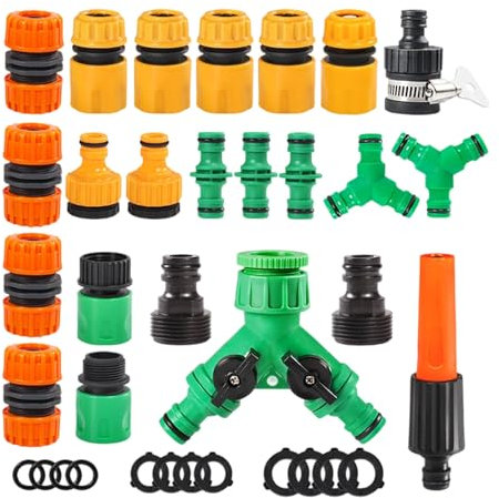 Conexiones Rápida Para Mangueras - Juego De 36 Piezas De Conectores Rápidos Para Manguera De Jardín | Accesorios Para Rociadores Con Boquillas De Riego Para Limpieza De Suelos Y Baño De Mascotas