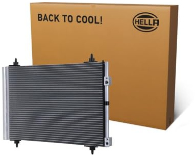 HELLA 8FC 366 221-221 Condensador, aire acondicionado - Tubos refrigerantes paralelo - Aluminio - con juntas - con secador