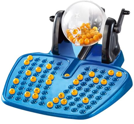 Set Da Gioco Del Bingo - Macchina Tradizionale Per La Lotteria, Kit Da 90 Palline Numerate, Pacchetto Da 38 Carte Per Giocatori, Tamburo Rotante In Metallo | Attività Di Intrattenimento Da Tavolo Per