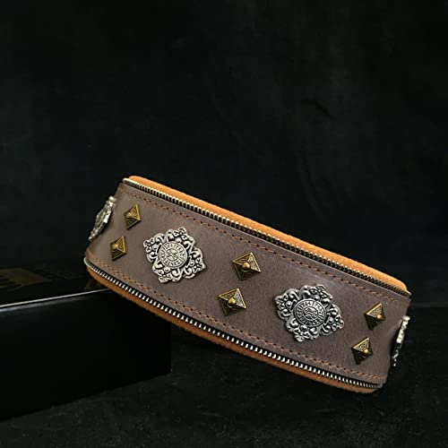 Bestia™ Aztec Hundehalsband für große Hunde. 100% Leder. Weich gepolstert. 6,3 cm breit. Einzigartiges Design und Qualität!