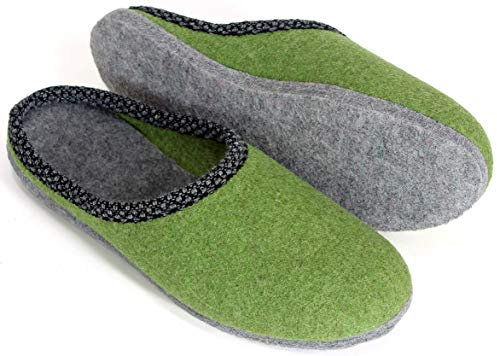 Pantoffelmann Filzpantoffeln aus 70 % Wollfilz I Lind I Größe 42 I Atmungsaktive & bequeme Hausschuhe mit dicker Filzsohle I Warme Filzhausschuhe für Damen & Herren
