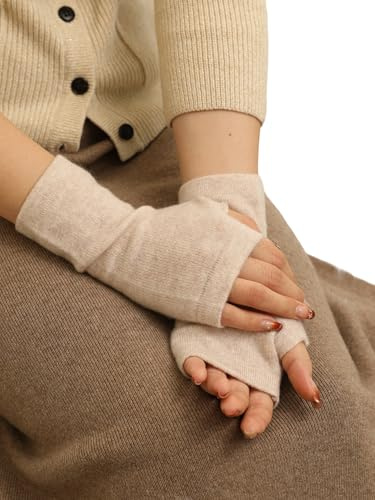 prettystern kashmir pulsvärmare fingerlösa handskar kraghandskar mjuka varma
