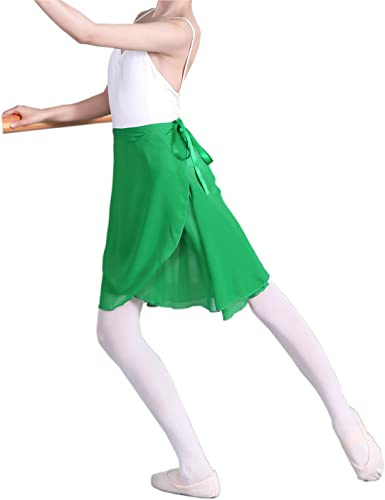 HOEREV Donna Sheer Pannello Esterno dell'involucro Balletto Balletto Gonna Danza Dancewear,Verde,S