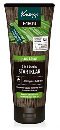 Kneipp MEN 3 in 1 Pflegedusche Startklar – Duschgel für Männer - Für Haut, Haar & Gesicht - Mit ätherischen Ölen und Extrakten aus Lemongras & Guarana - 200 ml