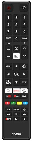 New Replacement Toshiba Remote Control CT-8069 For Toshiba TV Remote Control LCD LED SMART TV - 32D3653DB 32D3753DB 32L3753DB 32W3753DB 32W3753DG 40L3441 40L3443 40L3448 - NO SETUP REQUIRED