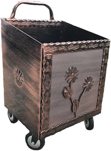 Bricoutlet Carrello Porta Legna Ferro battuto con ruote 43x37x72H cm (RAME)
