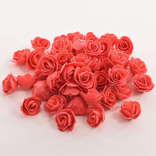 XIZHI Mini rose finte fiori artificiali, 100 pezzi, 3,5 cm, testa di rosa rossa in schiuma per fai da te, accessori per casa, feste, decorazioni per la casa e baby shower (rosso)