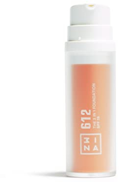 3INA MAKEUP - The 3 in 1 Foundation 612 - Fond de Teint Coucher de soleil avec Sous-Teinte Rose - Primer Anti-Cernes et Fond de Teint avec SPF 15 et Vitamine C - Vegan - Cruelty Free