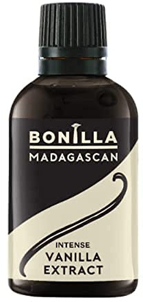 Bonilla Madagascan - Vanilla Extract Intense (50ml), Bourbon Beans, Non-GMO, Kosher, Gluten-free, Vegetarian, Vegan, Made in the UK, No Artificial or Synthetic Flavours, For Baking Cakes & Biscuits