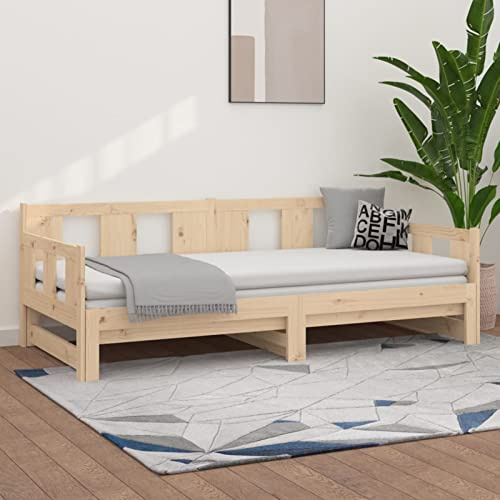 ZEYUAN Dormeuse Divano Letto Matrimoniale Estraibile in Legno Massello di Pino 2X(80x200) cm CJ