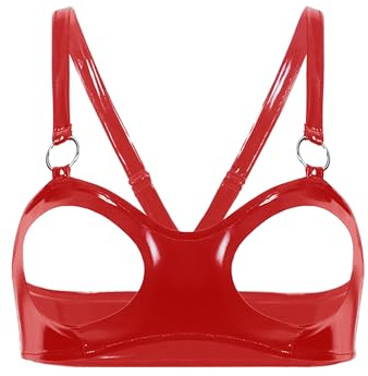 Agoky Dam bygellös bh, wetlook-bh, bröstvårtfri, bysthållare, topp utan kupor, sexiga nattkläder, fest, klubbkläder