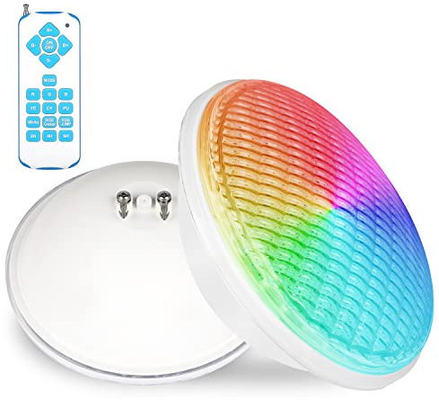 KWODE 72 W RGB Lampada Piscina, LED PAR56 Proiettore Piscina, 12 V DC/AC Luce Piscina, Spot Piscina Impermeabile IP68, Telecomando con Funzione di Temporizzazione (1 lampada)