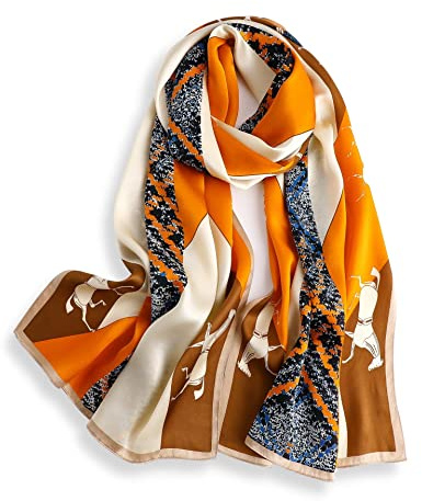 PoeticEHome 100% Mulberry Silk Long Scarf for Women - Oblong Shawl Wrap for Head, Neck and Hair, Gift Wrapped
