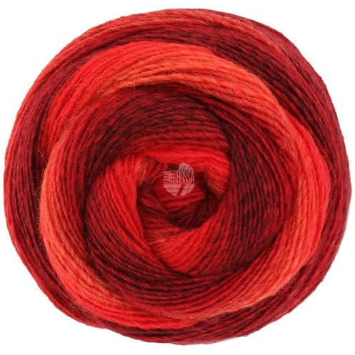 LANA GROSSA Gomitolo Versione | Dochtgarn mit Farbverlauf | Handstrickgarn aus 60% Schurwolle & 40% Polyacryl | 200g Wolle zum Stricken & Häkeln | 700m Garn FB 446