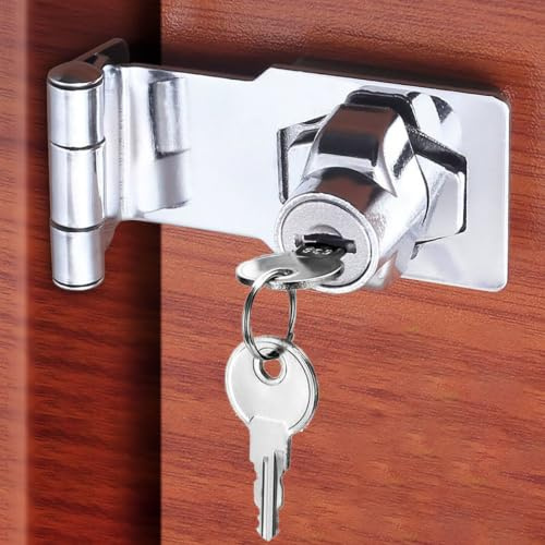 ZiYuya Serrure de porte avec clé identique, bouton rotatif à 90 ° serrure de tiroir loquet porte verrou d'armoire serrure placard verrou de porte boucle de verrou à angle droit, 3 inch