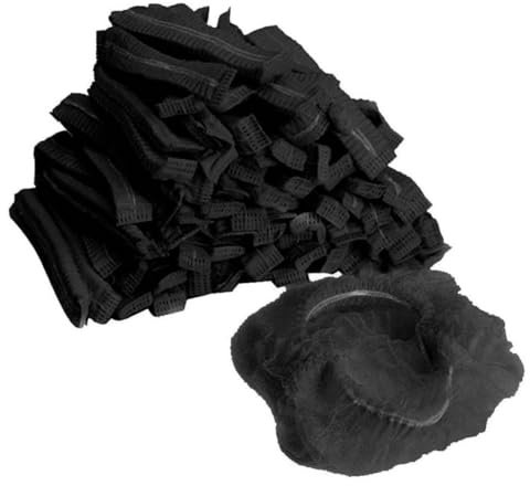 Haarnetze Abdeckung, Einweghaarnetz, 100 Pack -Einweg -Haarkappe, Haarnetz für Krankenschwestern, Kochen, Salon, Lebensmittelservice - Schwarz, 21inch