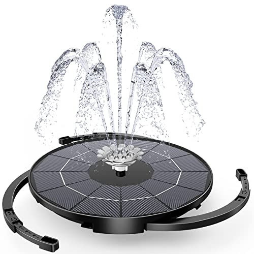 AMZtime Solar Springbrunnen 3,5W für Außen mit 3M Kabel,Aufrüstung Solarbrunnen für Draussen mit 8 Fontänenstile Solar Teichpumpe mit Feste Teleskophalterung für Garten,Teich,Vogelbad,DIY Wasserspiel
