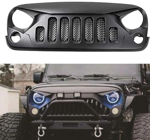 Auto Parrilla Delantera para Jeep Wrangler JK 2007-2017,Rejillas Frontales de Radiador Parrilla Radiador Car Parrilla Central Parrilla Delantera Deportiva Accesorio de Recambio de Rejilla Delantera