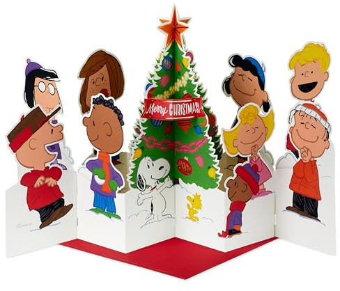Hallmark julkort, 3D och pop up julkort, jordnötsserier, Charlie Brown, Snobben julgran