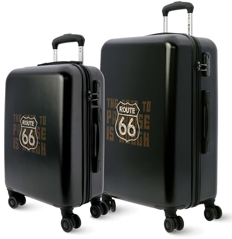 ROUTE 66 - Juego de Maletas - Set Maletas de Viaje - Juego Maletas de Viaje - Maleta Cabina y Maleta Mediana 4 Ruedas - Maletas de Viaje Medianas - Maletas de Viaje Cabina con candado númerico
