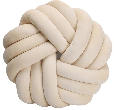 Knotenball Kissen, Rundes Weiches Wurfkissen, Dekoration Plüschkissen, Handgefertigtes Knotenkissen, Knot Cushion für Wohndekoration(Color 2,Diameter 42cm)