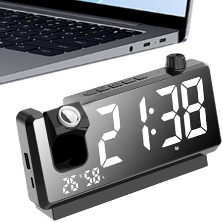 Digital projektionsväckarklocka | USB-uppladdningsbar digital skrivbordsklocka, väckarklockaprojektion för sovrum, vardagsrum,