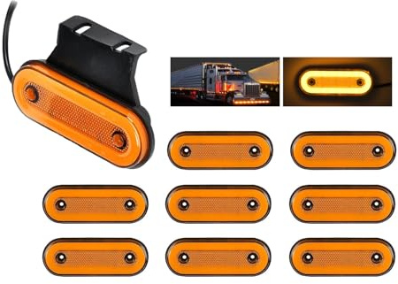 KPP7H 10PCS High Brightness 20SMD LED Side Marker Lights, IP68 Waterproof & Shockproof for Enhanced Driving Safety, Warning Light Easy Install on Trucks, Trailers, RVs, Campers, Vans (12-24V)