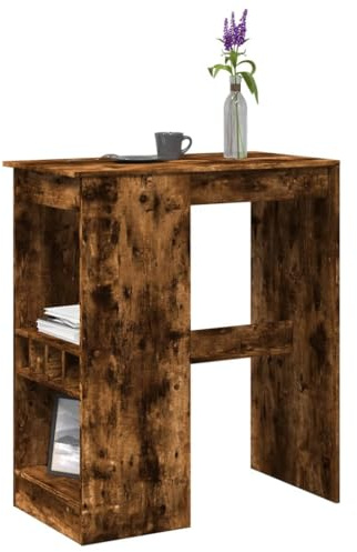 Pyvara Bbord med hylla, rökek trämaterial 90 x 47,5 x 103,5 cm, 4 vinhållare, rymmer upp till 70 kg, mångsidigt köksbord för matsal och vardagsrum, lätt att rengöra och robust