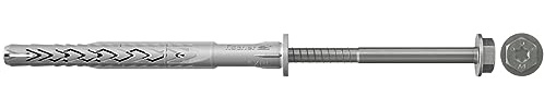fischer SXRL 8 x 60 FUS R Long Shaft Dowels with Hex Screw & Moulded Stainless Steel U Washer, Nylon Dowels for Fixing Metal Constructions, Pack of 50