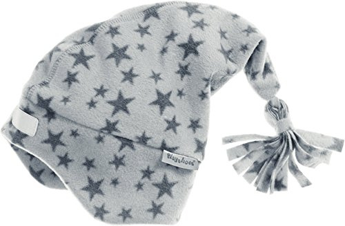 Playshoes Unisex Kinder Fleece-Mütze Wintermütze, Zipfelmütze grau Sterne, 55cm