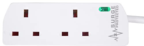 PRO ELEC PELB1951 2 Gang Surge Protected Extension Lead White, 10m