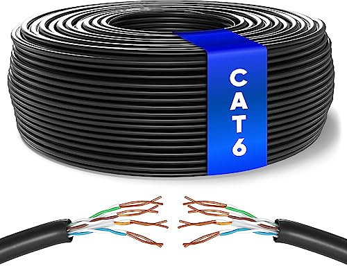 Mr. Tronic Bulk Cat 6 Ethernet Cable 50m, High Speed LAN Ethernet Network Cable, 50m Bulk Cat6 Internet 1 Gbps, 250 MHz, ADSL AWG24, UTP CCA (50 Meters, Black)