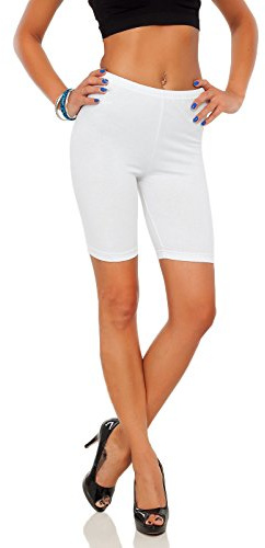 SOFTSAIL Korta leggings, 1/2 längd, cykelbyxor, bomull, bekväm, andas, för sport, gym, cykling, elastiska korta byxor LK, Vit, 42 SE