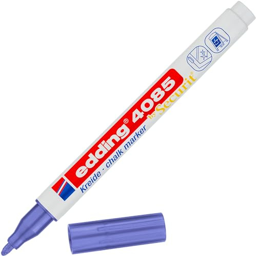 edding 4085 kolmarker – lila-metallic – 1 kolpenna – rund spets 1–2 mm – vattenlöslig penna med tunn spets för krittalvor, fönster, glas, speglar – flytande kolmärkpennor för opak täckning