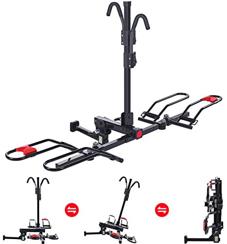 SIMETU&HS Bike Rack Hitch Carrier for Car Truck SUV，66 lbs/Bike Heavy Weight Capacity - Tray Style Smart Tilting Design (2-Bike Carrier)