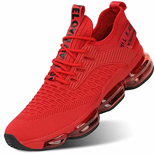 Baskets pour hommes à coussin d'air - Chaussures de course fashion - Chaussures décontractées respirantes pour la marche, le tennis, la gym, le sport athlétique - Zapatos, Rouge, 45 EU