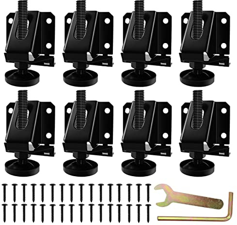 LOSCHEN 8PCS Heavy Duty Adjustable Leveling Feet for Furniture,Hexagon Nuts Lock Furniture Legs Levelers,for Table, Cabinets, Workbench,Shelving Units and More