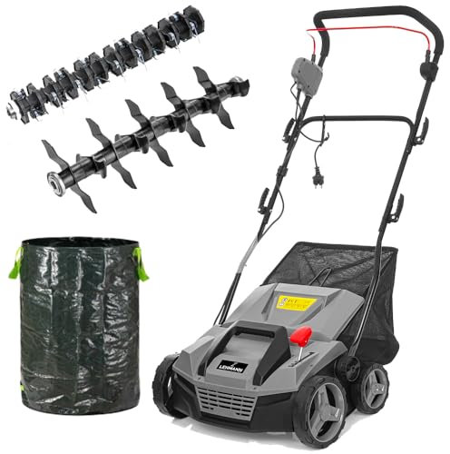 LEHMANN Teasel - Escarificador eléctrico con ancho de trabajo 38 cm, 2 W, 1800 W, ajustable en 5 niveles de -12 biz + 6 mm