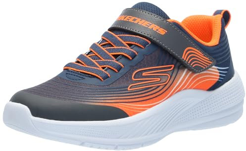 Skechers Microspec Advance Sneaker, Navy/Orange, 33 EU