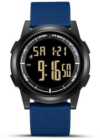 HANPOSH Uhren Herren Digital Herren Uhr 3ATM Wasserdicht Sport Armbanduhr mit Wecker, Stoppuhr, Countdown, Duale Zeitzone, Kalender