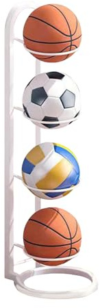 Dmuzsoih 4 Niveles Estante De Almacenamiento De Pelotas, Almacenamiento Vertical De Pelotas, Soporte Vertical para Pelotas De Futbol, Soporte De Fútbol Baloncesto Extraíble, Soporte para Balón Fútbol